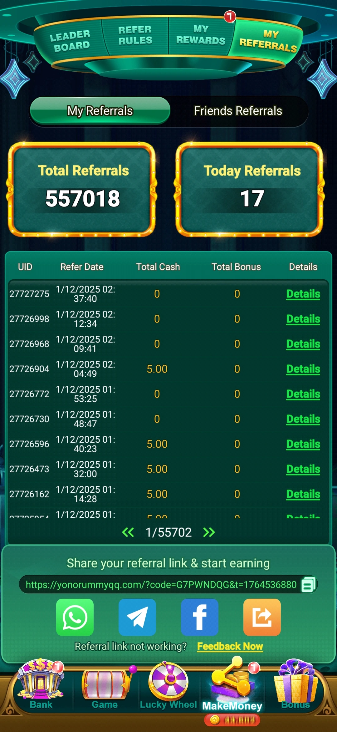 Yono Rummy tournament lobby screenshot